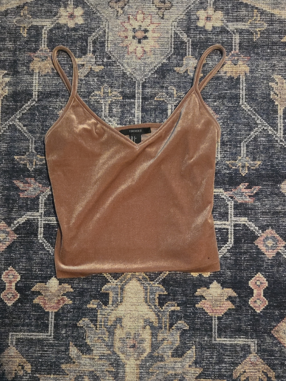 Forever 21 Velvet Spaghetti Strap Cropped Cami